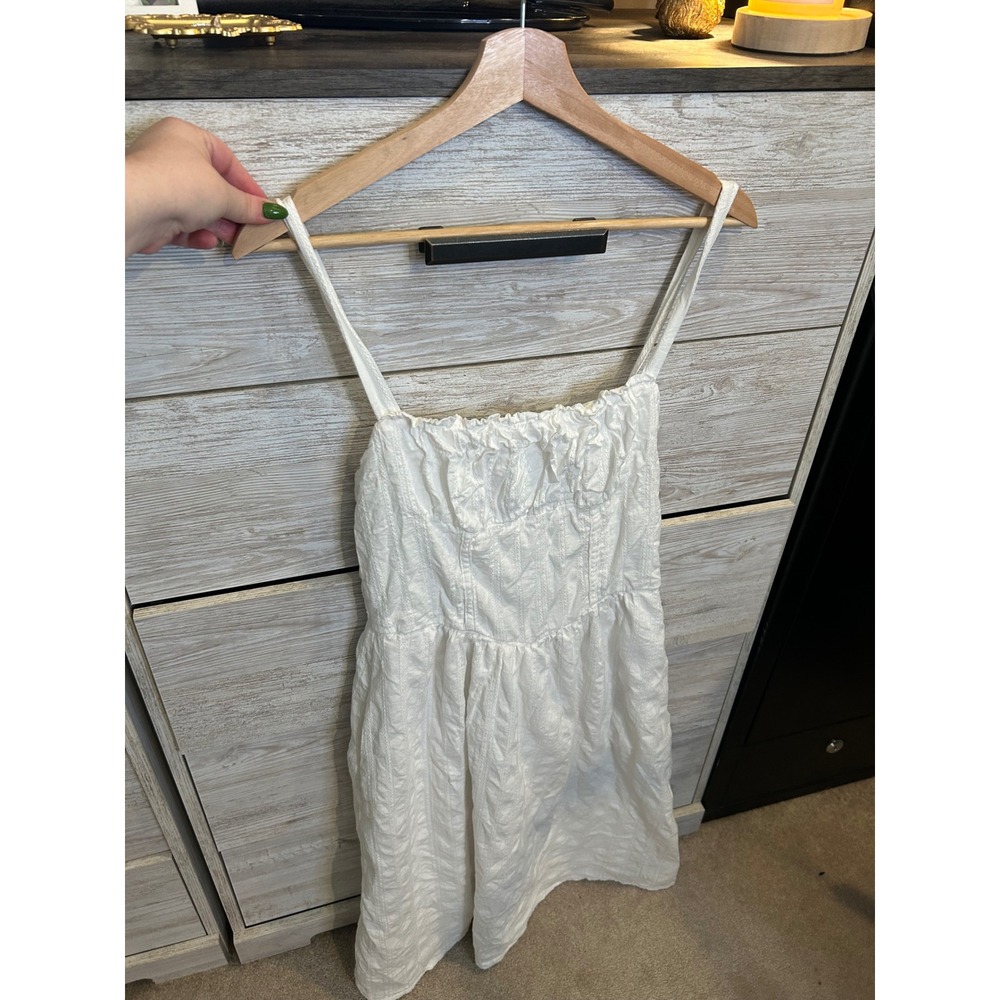 Wild Fable White Textured Midi Dress Small Smocked Back Pockets Summer Sundress - Picture 6 of 7